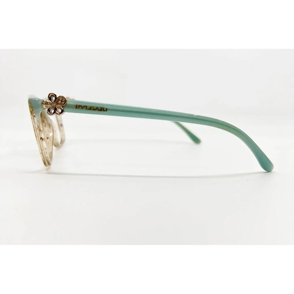 Bvlgari Eyeglasses Womens Blue Brown Flower Detail 4073-B 5266 52-16-140
